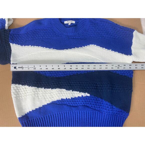 MADEWELL SWEATER KNIT BLUE COTTON NAUTICAL PREPPY WARM WINTER UNIQUE ABSTRACT - Picture 11 of 12